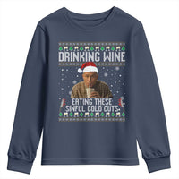 Charlie Hunnam Ed Gein Ugly Christmas Youth Sweatshirt Funny Drinking Wine Eating These Sinful Cold Cuts - Wonder Print Shop