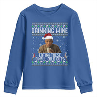 Charlie Hunnam Ed Gein Ugly Christmas Youth Sweatshirt Funny Drinking Wine Eating These Sinful Cold Cuts - Wonder Print Shop