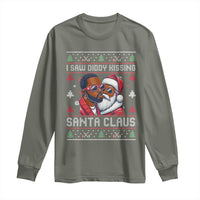 Funny Christmas Long Sleeve Shirt Funy Dirty I Saw Diddy Kissing Santa Claus Ugly Xmas Sweater