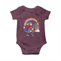 Christmas Santa Riding Dinosaur Deer Xmas Baby Onesie
