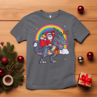 Christmas Santa Riding Dinosaur Deer Xmas T Shirt - Wonder Print Shop