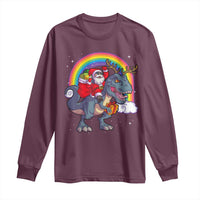 Christmas Santa Riding Dinosaur Deer Xmas Long Sleeve Shirt