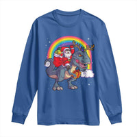 Christmas Santa Riding Dinosaur Deer Xmas Long Sleeve Shirt
