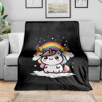 Unicorn Christmas Throw Blanket Cute Xmas Girls Rainbow - Wonder Print Shop