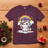 Unicorn Christmas T Shirt Cute Xmas Girls Rainbow - Wonder Print Shop