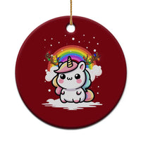 Unicorn Christmas Ceramic Ornament Cute Xmas Girls Rainbow - Wonder Print Shop