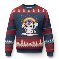 Unicorn Xmas Ugly Christmas Sweater Cute Xmas Girls Rainbow - Wonder Print Shop