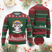 Unicorn Xmas Ugly Christmas Sweater Cute Xmas Girls Rainbow - Wonder Print Shop