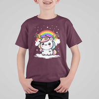 Unicorn Christmas T Shirt For Kid Cute Xmas Girls Rainbow - Wonder Print Shop
