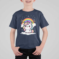 Unicorn Christmas T Shirt For Kid Cute Xmas Girls Rainbow - Wonder Print Shop