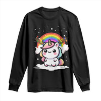 Unicorn Christmas Long Sleeve Shirt Cute Xmas Girls Rainbow - Wonder Print Shop