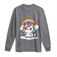 Unicorn Christmas Long Sleeve Shirt Cute Xmas Girls Rainbow - Wonder Print Shop