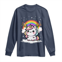 Unicorn Christmas Long Sleeve Shirt Cute Xmas Girls Rainbow - Wonder Print Shop