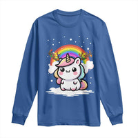 Unicorn Christmas Long Sleeve Shirt Cute Xmas Girls Rainbow - Wonder Print Shop