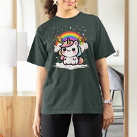 Unicorn Christmas T Shirt For Women Cute Xmas Girls Rainbow - Wonder Print Shop