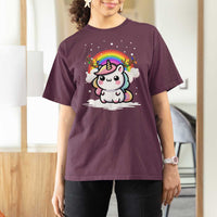 Unicorn Christmas T Shirt For Women Cute Xmas Girls Rainbow - Wonder Print Shop