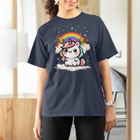 Unicorn Christmas T Shirt For Women Cute Xmas Girls Rainbow - Wonder Print Shop