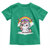 Unicorn Christmas Toddler T Shirt Cute Xmas Girls Rainbow - Wonder Print Shop