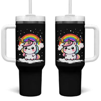 Unicorn Christmas Tumbler With Handle Cute Xmas Girls Rainbow - Wonder Print Shop