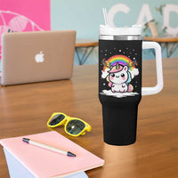 Unicorn Christmas Tumbler With Handle Cute Xmas Girls Rainbow - Wonder Print Shop