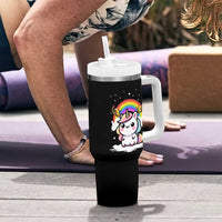 Unicorn Christmas Tumbler With Handle Cute Xmas Girls Rainbow - Wonder Print Shop