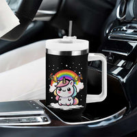 Unicorn Christmas Tumbler With Handle Cute Xmas Girls Rainbow - Wonder Print Shop