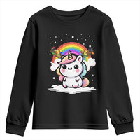 Unicorn Christmas Youth Sweatshirt Cute Xmas Girls Rainbow - Wonder Print Shop
