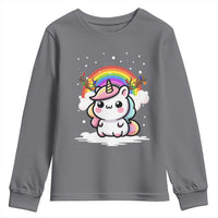 Unicorn Christmas Youth Sweatshirt Cute Xmas Girls Rainbow - Wonder Print Shop