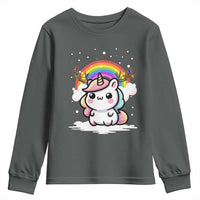 Unicorn Christmas Youth Sweatshirt Cute Xmas Girls Rainbow - Wonder Print Shop