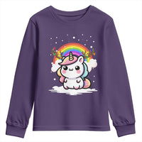 Unicorn Christmas Youth Sweatshirt Cute Xmas Girls Rainbow - Wonder Print Shop