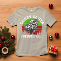 Raccoon Christmas T Shirt Sorry Santa I've Been Feral Retro Xmas Tree - Wonder Print Shop