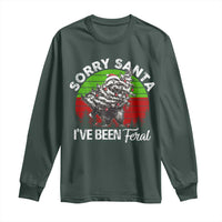 Raccoon Christmas Long Sleeve Shirt Sorry Santa I've Been Feral Retro Xmas Tree
