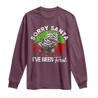 Raccoon Christmas Long Sleeve Shirt Sorry Santa I've Been Feral Retro Xmas Tree