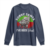 Raccoon Christmas Long Sleeve Shirt Sorry Santa I've Been Feral Retro Xmas Tree