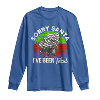 Raccoon Christmas Long Sleeve Shirt Sorry Santa I've Been Feral Retro Xmas Tree