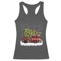 Fire Truck Christmas Racerback Tank Top Fireman Xmas Firefighter - Wonder Print Shop