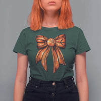 Basketball Coquette Bow T Shirt For Women Game Day - Wonder Print Shop