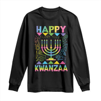Happy Kwanzaa Long Sleeve Shirt Christmas African American Heritage Holiday Kinara Mazao - Wonder Print Shop