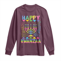Happy Kwanzaa Long Sleeve Shirt Christmas African American Heritage Holiday Kinara Mazao - Wonder Print Shop
