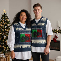 Buffalo Soldiers V-Neck Knit Sweater Vest 9th and 10th Cavalry Afro African American Heros - Wonder Print Shop