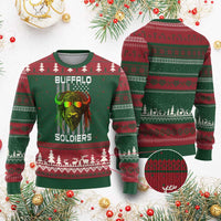 Retro Buffalo Soldiers Ugly Christmas Sweater 9th and 10th Cavalry African American Heros USA Flag - Wonder Print Shop