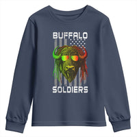 Retro Buffalo Soldiers Youth Sweatshirt 9th and 10th Cavalry African American Heros USA Flag - Wonder Print Shop