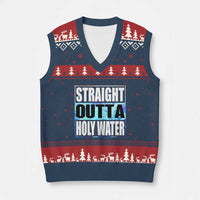 Straight Outta Holy Water V-Neck Knit Sweater Vest Baptismal Baptism Christening