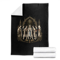 Catholic Saint Throw Blanket Pray Like A Girl Vintage Christian Faith Inspired