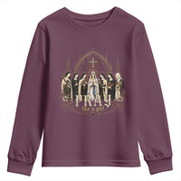 Catholic Saint Youth Sweatshirt Pray Like A Girl Vintage Christian Faith Inspired