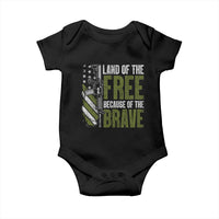 Land of the Free Because of the Brave Baby Onesie Gun American Flag - Wonder Print Shop