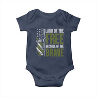 Land of the Free Because of the Brave Baby Onesie Gun American Flag - Wonder Print Shop