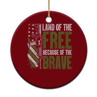 Land of the Free Because of the Brave Ceramic Ornament Gun American Flag - Wonder Print Shop