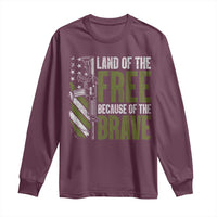 Land of the Free Because of the Brave Long Sleeve Shirt Gun American Flag - Wonder Print Shop