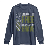 Land of the Free Because of the Brave Long Sleeve Shirt Gun American Flag - Wonder Print Shop